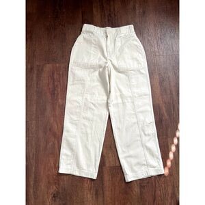 Universal Thread Women Straight Leg Pants, Size 2, Ecru, Off White,Washed Cotton